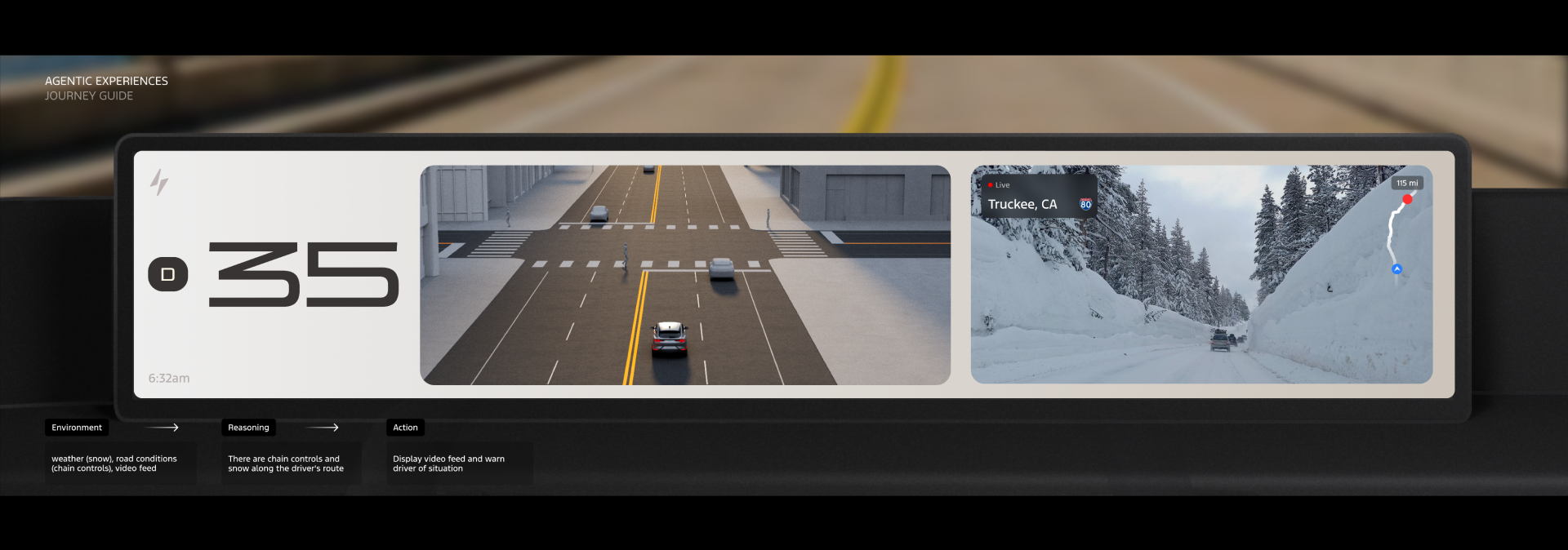 Changing Landscape: forward video feed and road conditions near Truckee, CA