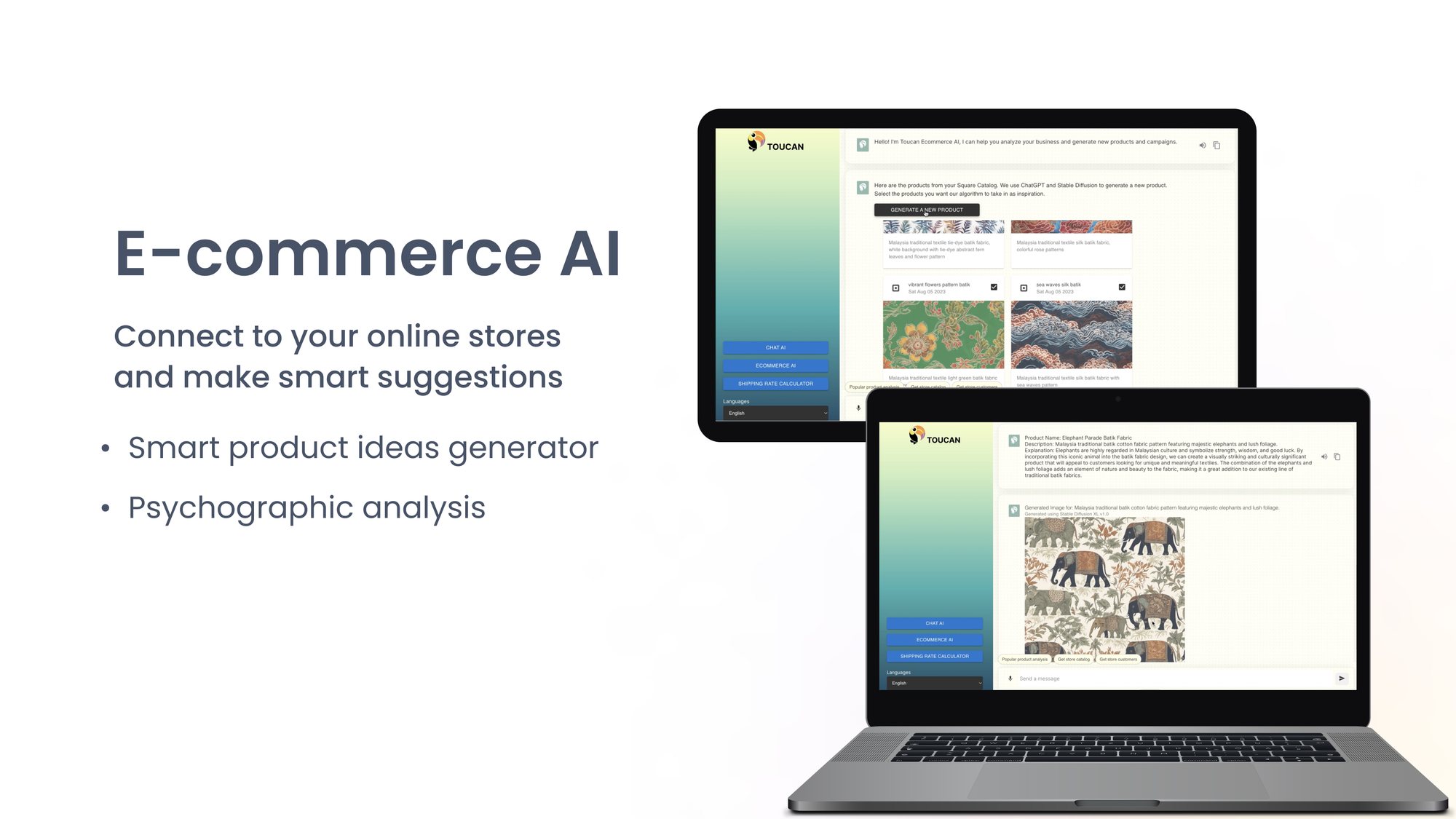E-commerce AI: connects to online stores to run smart product ideas generator and psychographic analysis